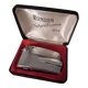 Vintage Ronson Varaflame chrome lighter and its original case.