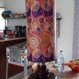 Vintage lamp of the years 70 faience and plasticized fabrics