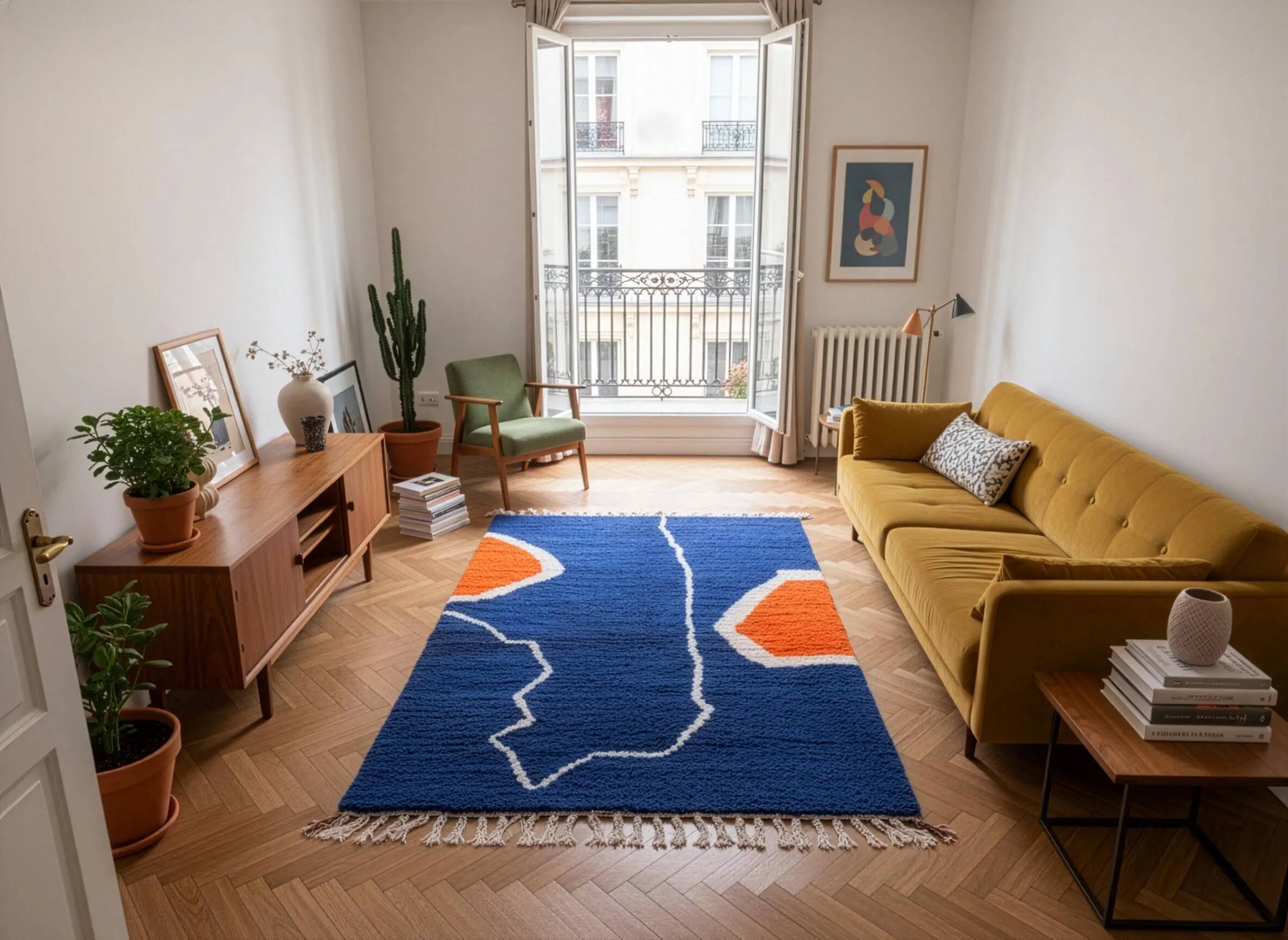 Handmade pure wool Moroccan rug 3x2 m
