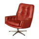 Danish red leather swivel chair, 1960