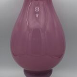 Vintage vase in pink opaline on white foot 36.8 cm