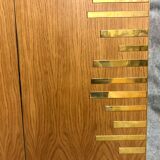 Natural wood and brass sideboard, twenty-first century