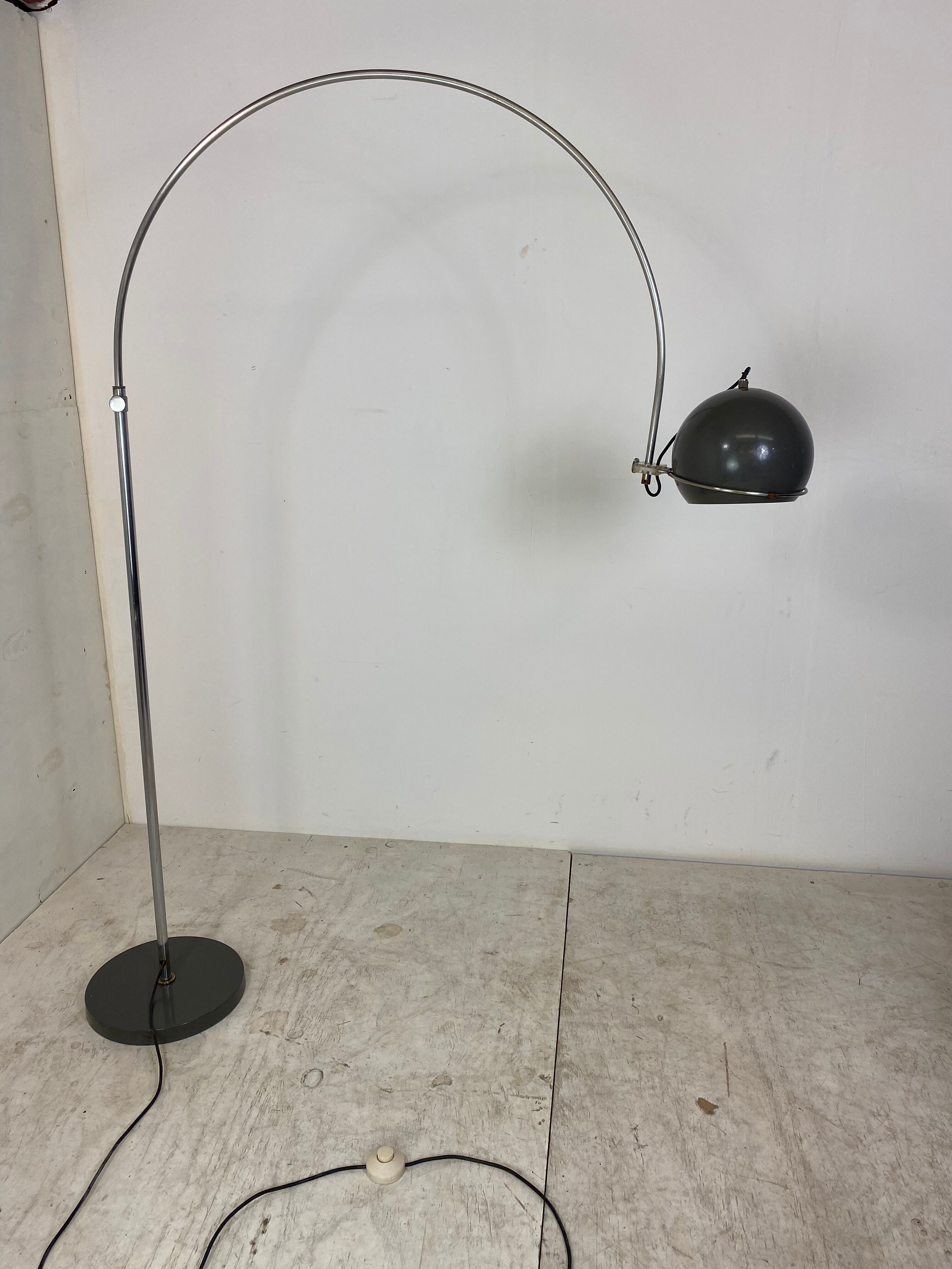 Mid-Century Grey Arc Floor Lamp from Gepo, 1960s