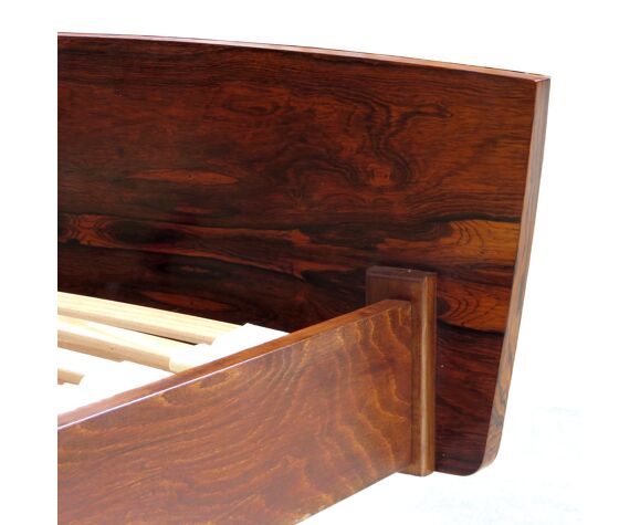 Mid century modern double bed with nightstands made of high quality rio rosewood, 1960s