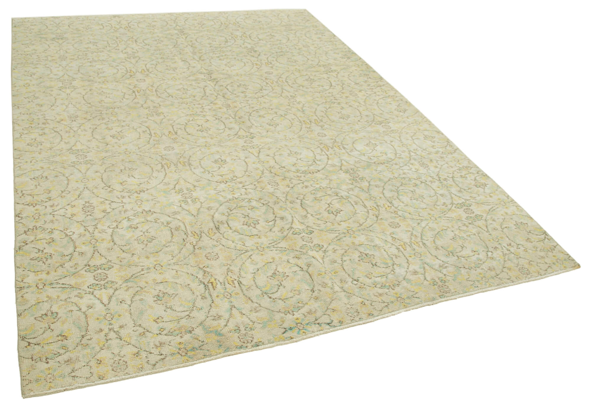 Hand-knotted turkish beige rug 206 cm x 284 cm