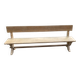 Banc de monastère à dossier 220 cm rénové en chêne massif brut piètement X