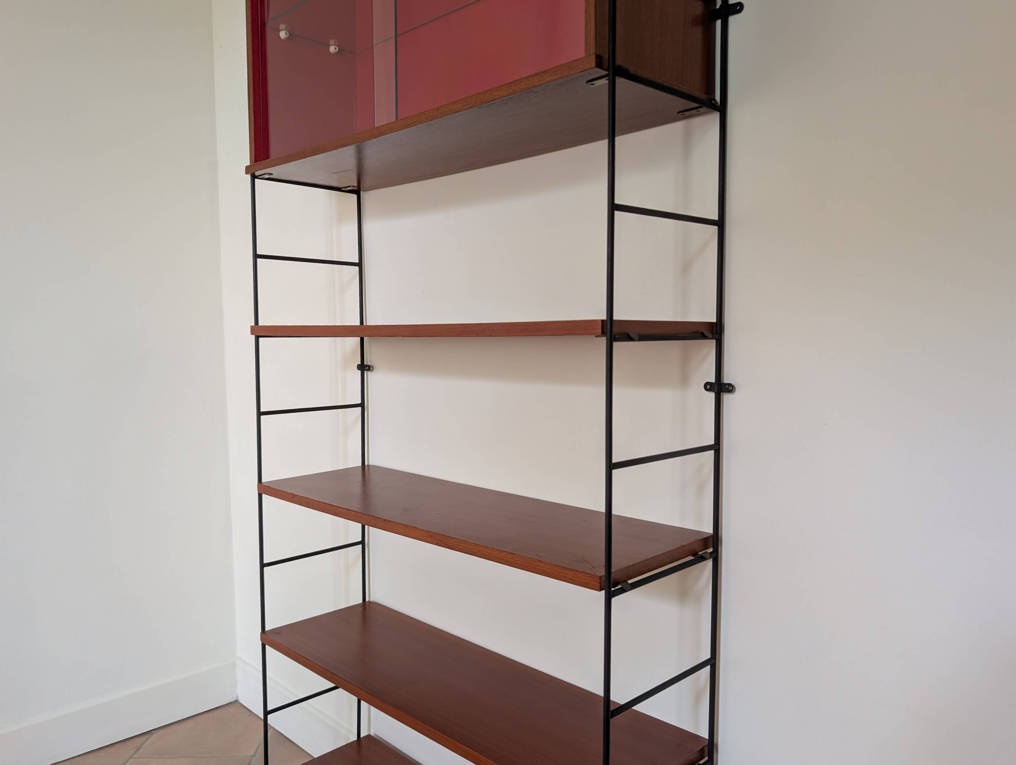 Etagère bibliothèque murale métal et bois 60'