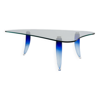 Table basse moderne en verre de Murano attribuée à Seguso pour Roche Bobois, années 1990