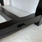 Brutalist elm table Wabi-sabi spirit and its 2 benches