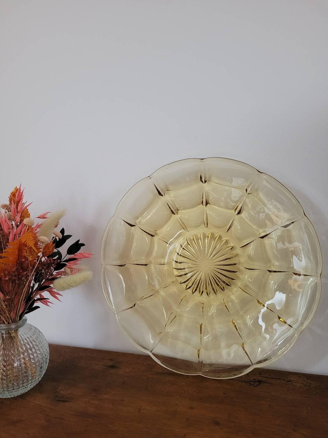 1950s yellow glass tray