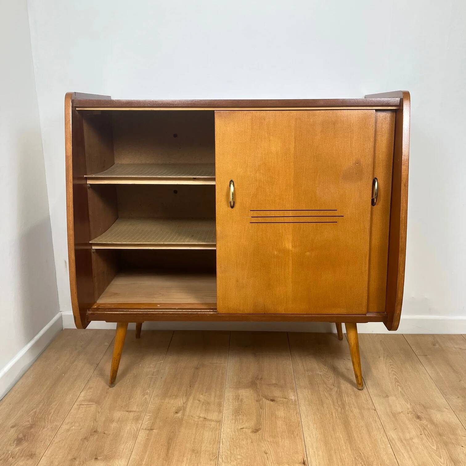 Meuble à chaussure vintage en bois, 1960