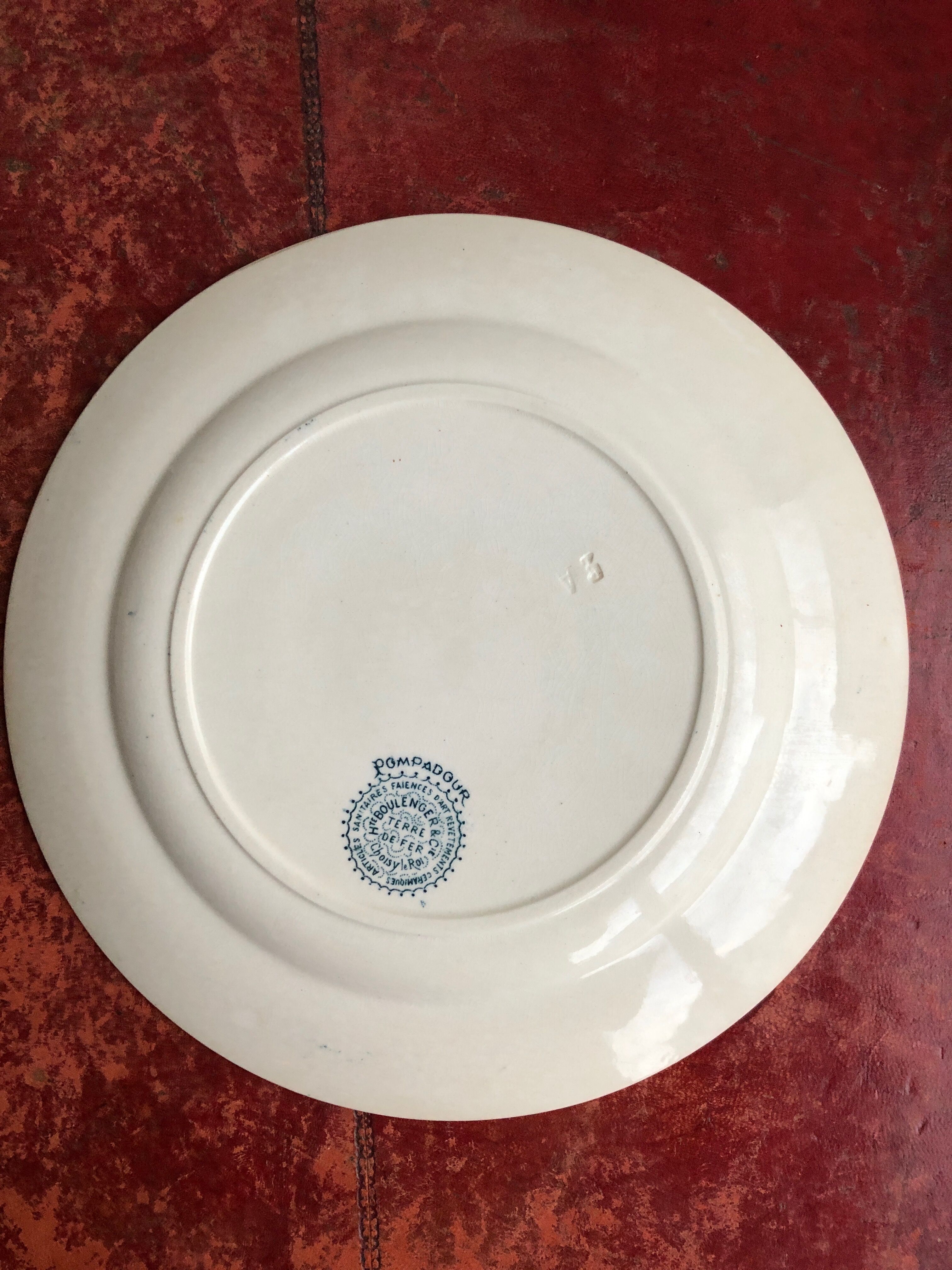 Lot of 4 flat plates in Iron Land Boulenger Choisy the Model King POMPADOUR