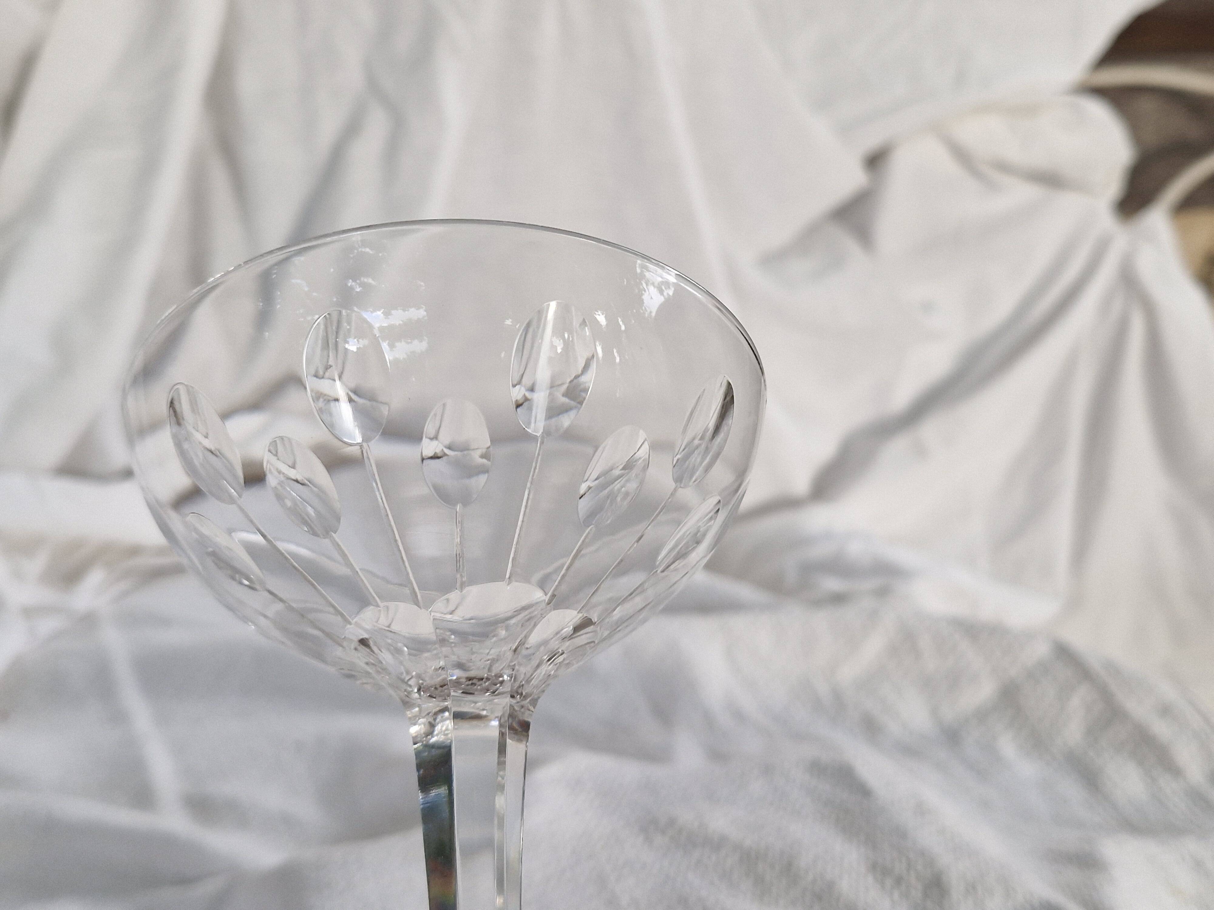 1 Val Saint Lambert crystal champagne glass, Nestor model, Hamle cut