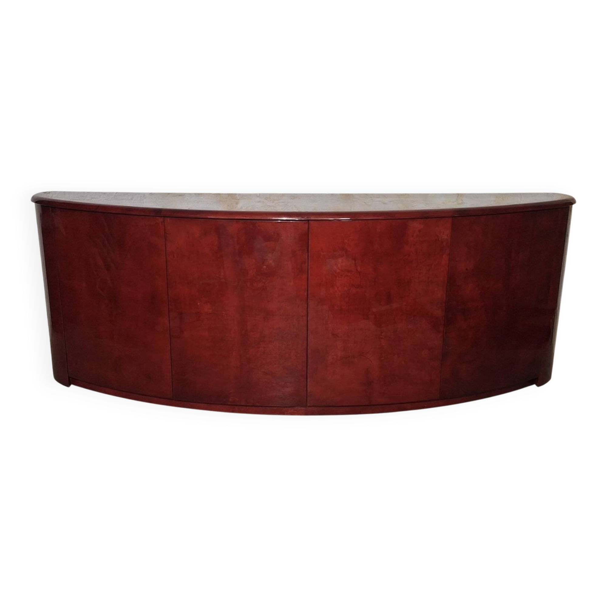 Italian convex sideboard in lacquered parchment by Aldo Tura