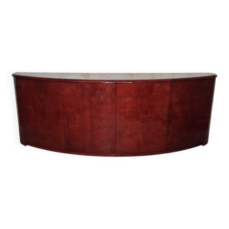 Italian convex sideboard in lacquered parchment by Aldo Tura