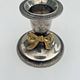 Set of 4 silver metal candle holders with gold bow - classic chic style