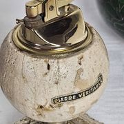 Briquet de table sphérique en travertin véritable – Italie, circa 1970