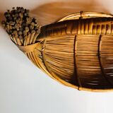 Large wicker basket Rattan design 1950