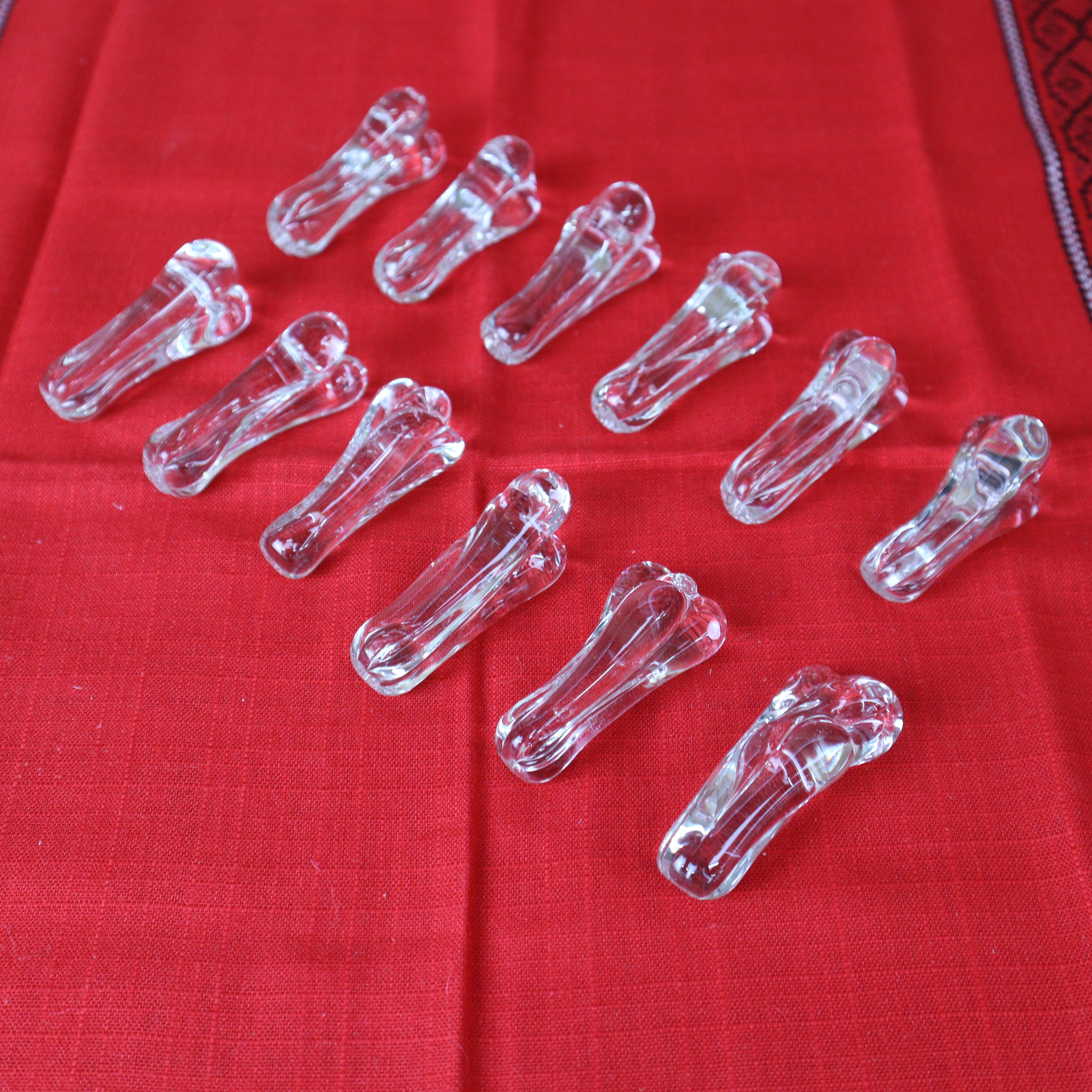 Set of 12 Art Deco crystal knife holders by Christian Eldé