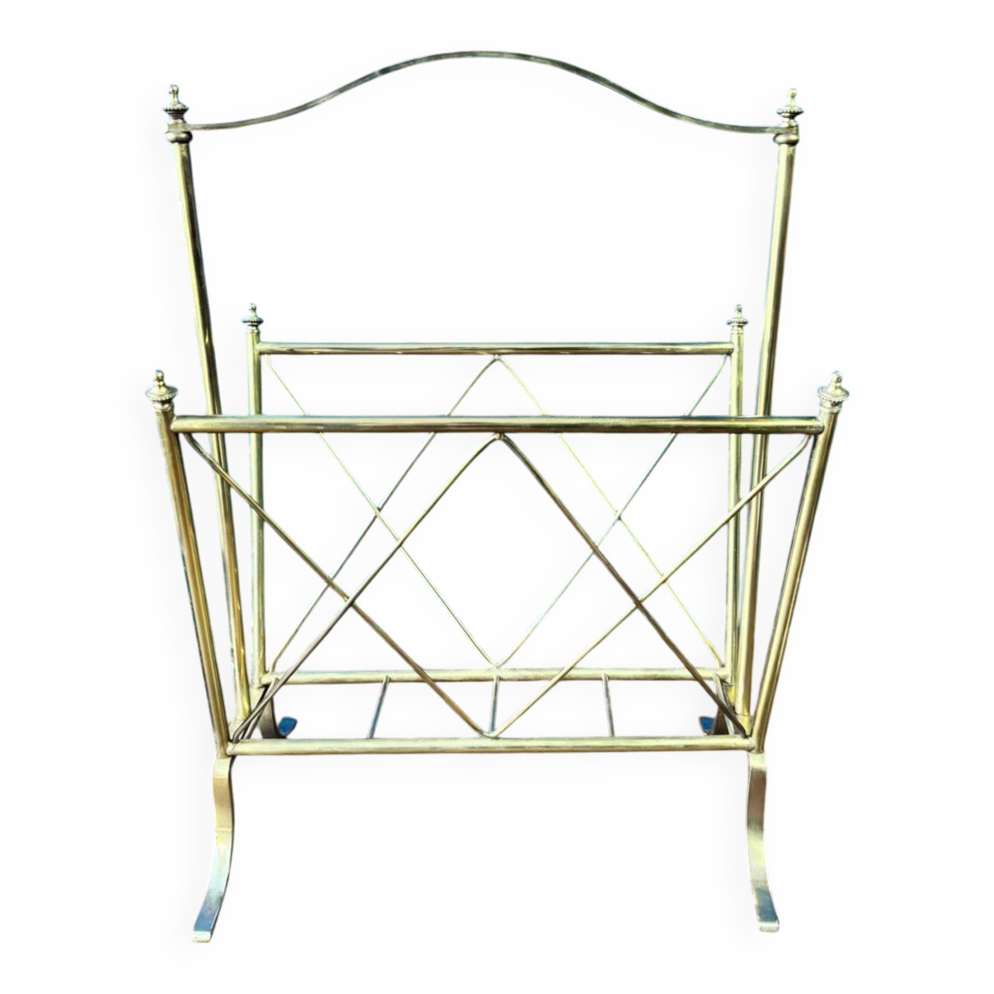 Neoclassical brass magazine rack. Maison Jansen. 1940s.
