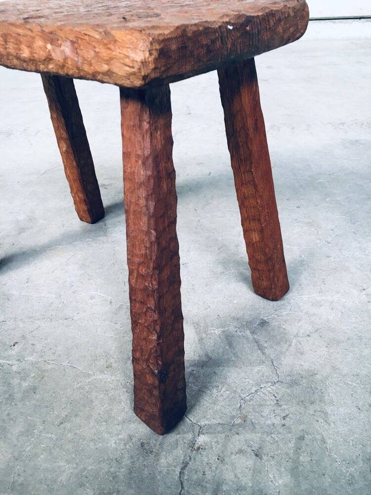 Carved Oak Side Table, 1940s
