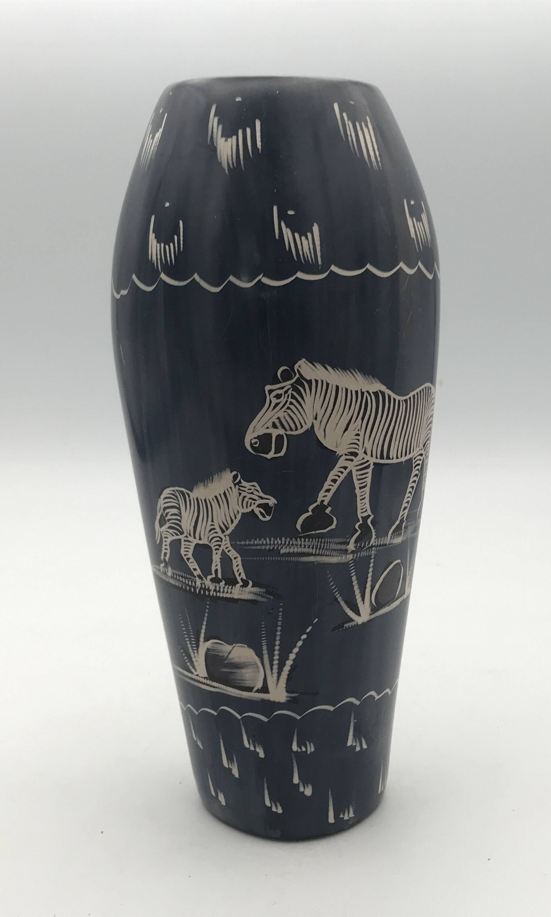 Soapstone soliflore vase, hand carved and painted in africa