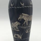 Soapstone soliflore vase, hand carved and painted in africa
