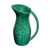 Green enamelled ceramic slurry jug Sarreguemines France