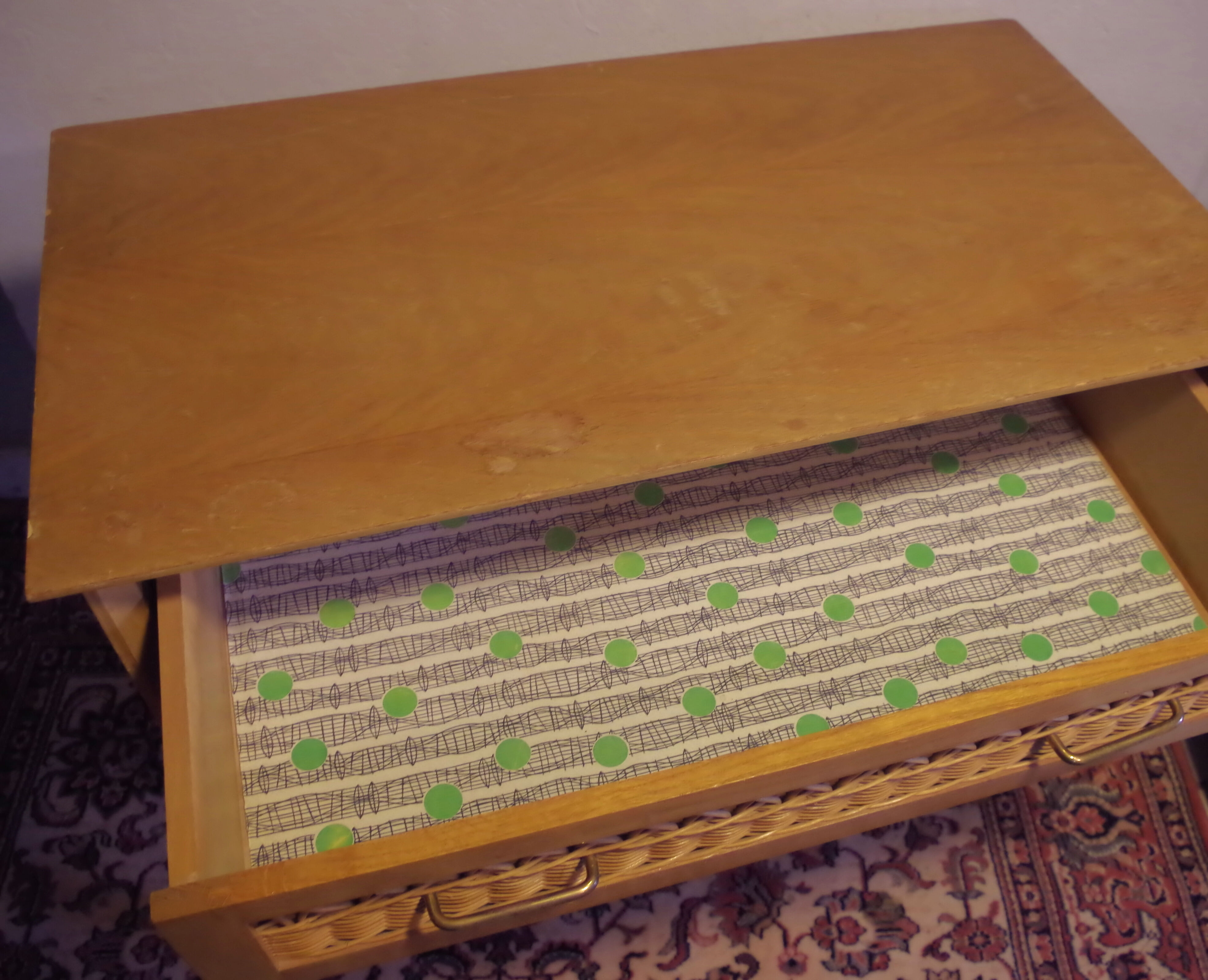 Wood and rattan dresser