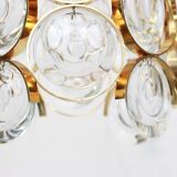 Pair of small golden brass pendants, Sciolari design for Palwa, Germany, 1970s.