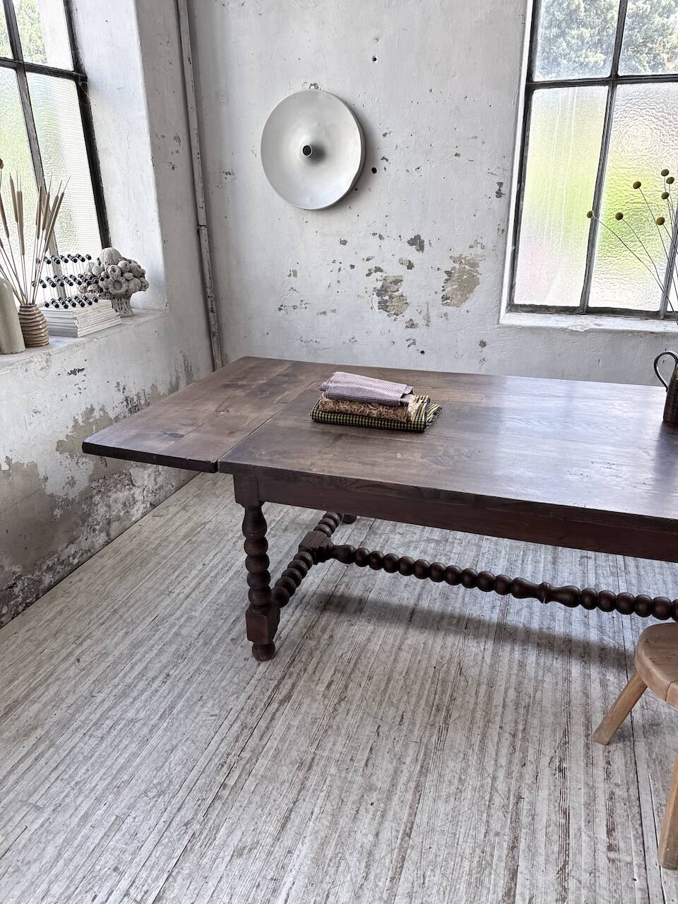 Solid oak table 1900 drapery style XL 280cm with extensions