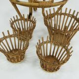 mid century PLANT STAND rack 1950s 60s bamboo rattan hawaii tiki era