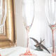 Lot of 5 cristal pink champagne flutes from arques-durand