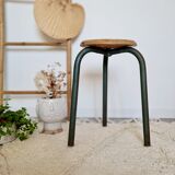 Wood and metal tripod stool