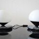 Vintage floor lamp from the 80s Swiss design in marble /opaline glass