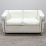 Cassina LC2 2-seater sofa in white leather