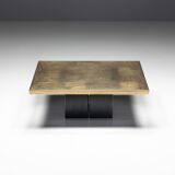 Table basse en laiton gravé par Christian Heckscher, Belgique, années 1970