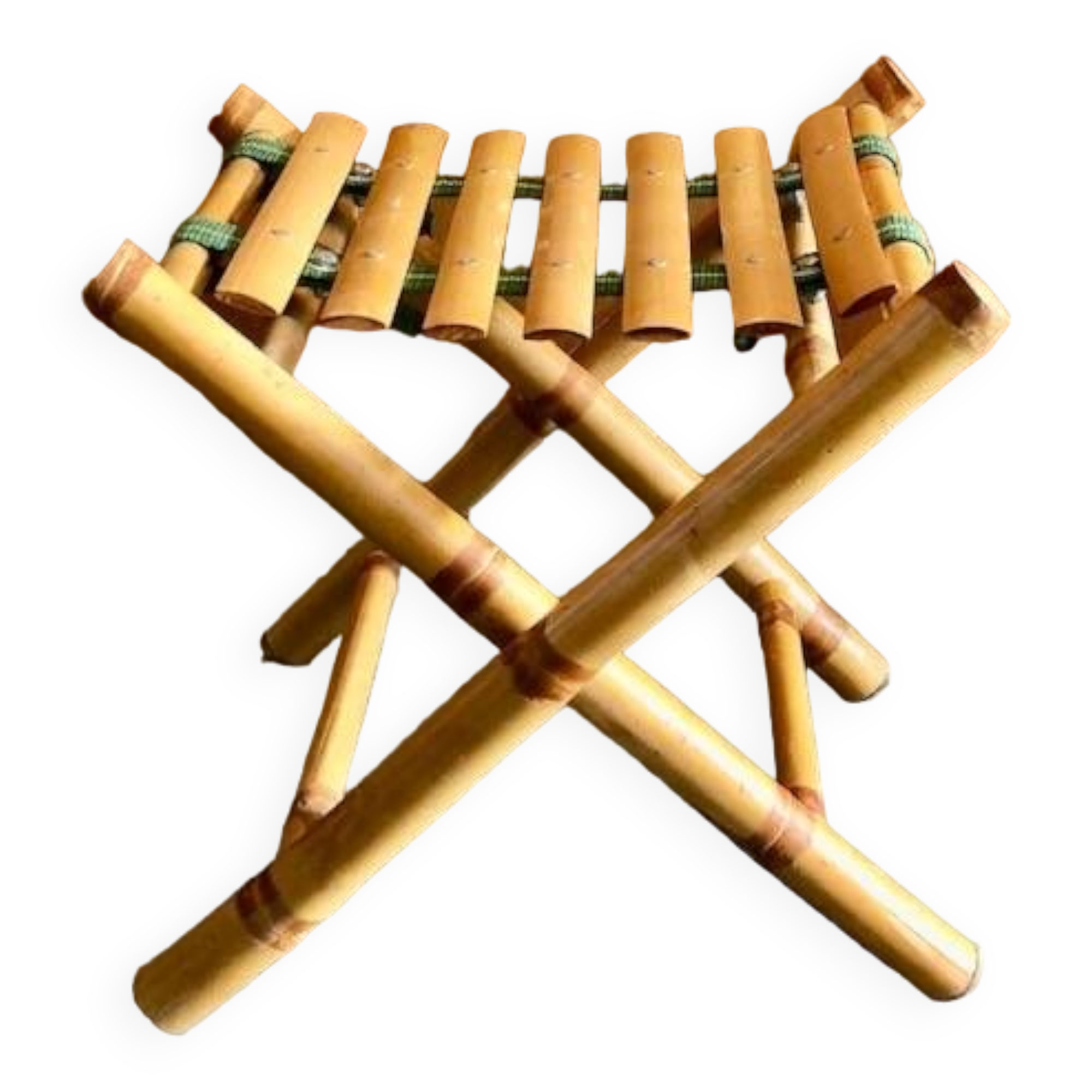 Bamboo deckchair and footrest from the 70s