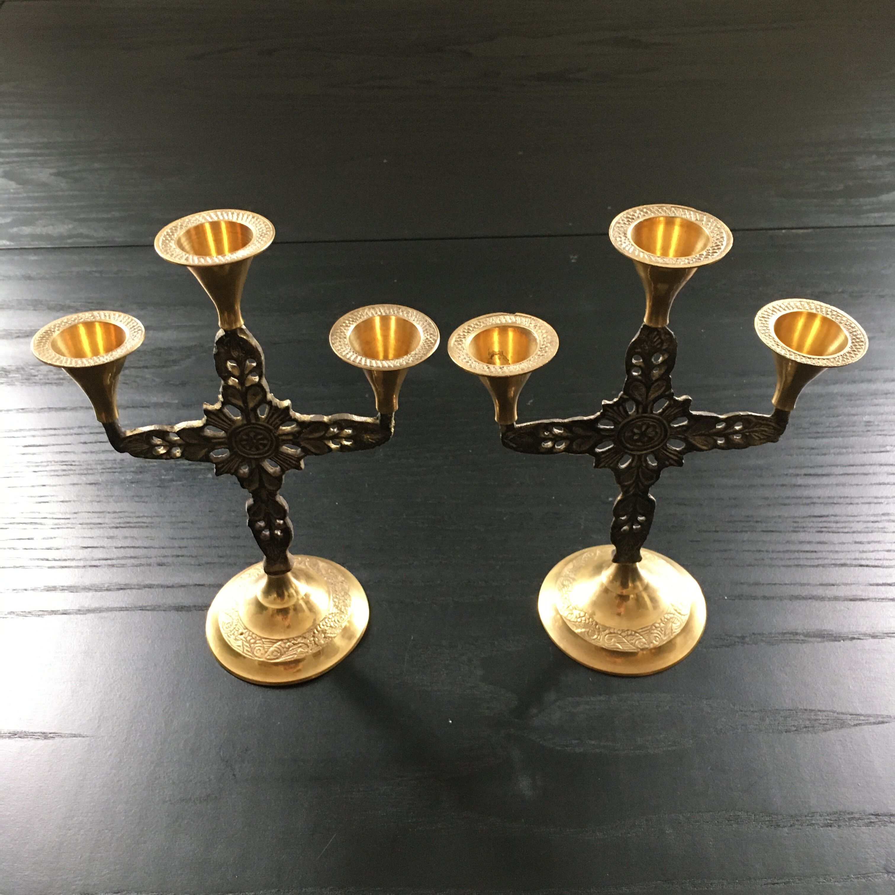 Pair of brass candlesticks