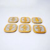 Set of 6 brutalist coasters by David Marshall, Spain, 1970s