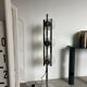 Vintage Italian Floor Lamp in Chromed Metal and Glass with Three Faded Shades