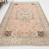 6x9 brown & beige oriental vintage rug 181x291cm