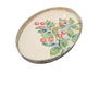 Oval Art Deco plate in earthenware and pierced metal with cherries