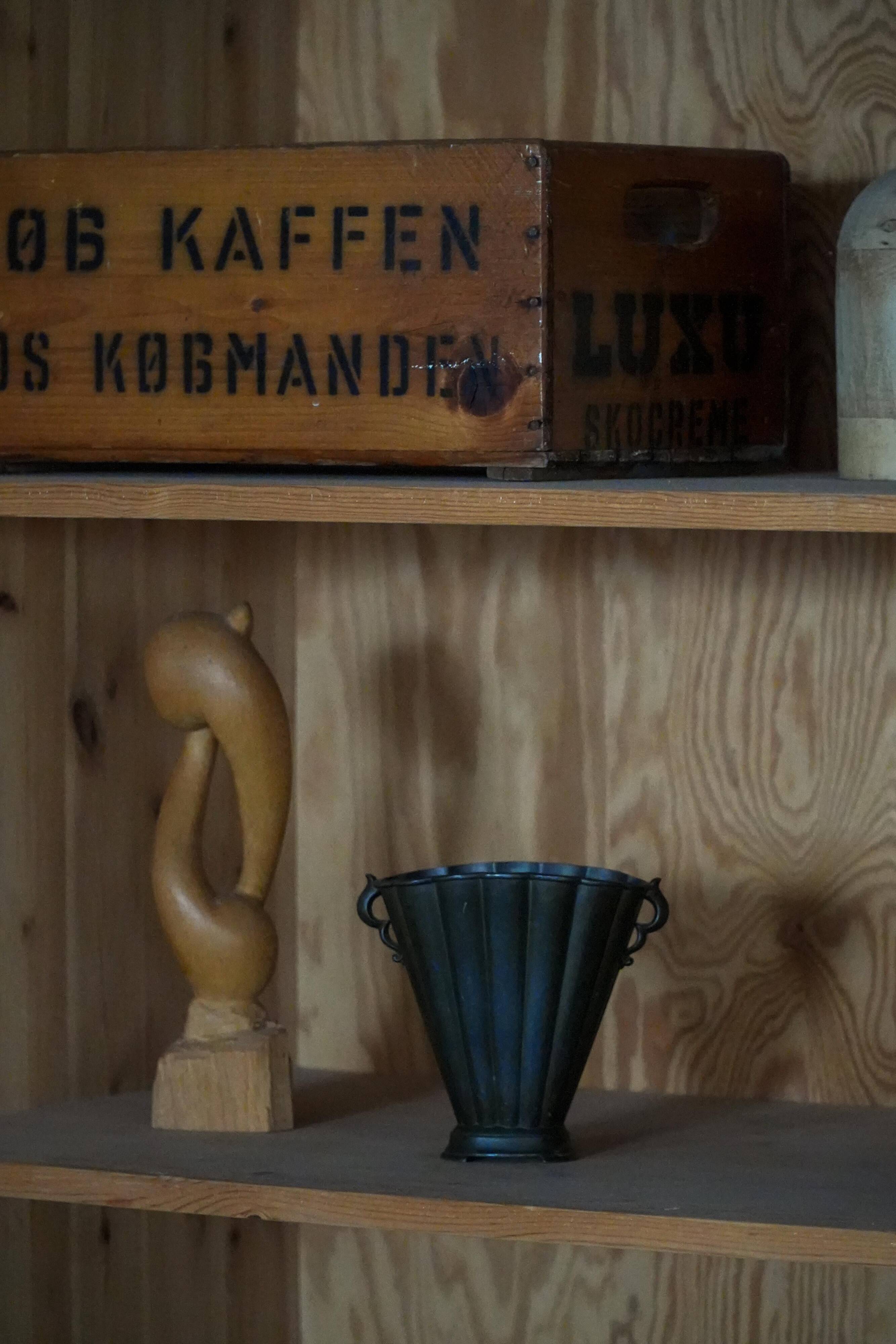 Just Andersen Art Deco Vase in Patinated Disco Metal, Denmark, 1930s, Model D20