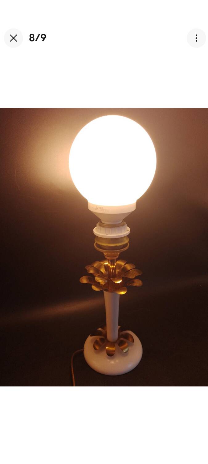 lampe à poser Maison Le Dauphin Palmier en laiton et bois