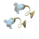 Pair of antique wall sconces with swan neck in brass, glass tulip.