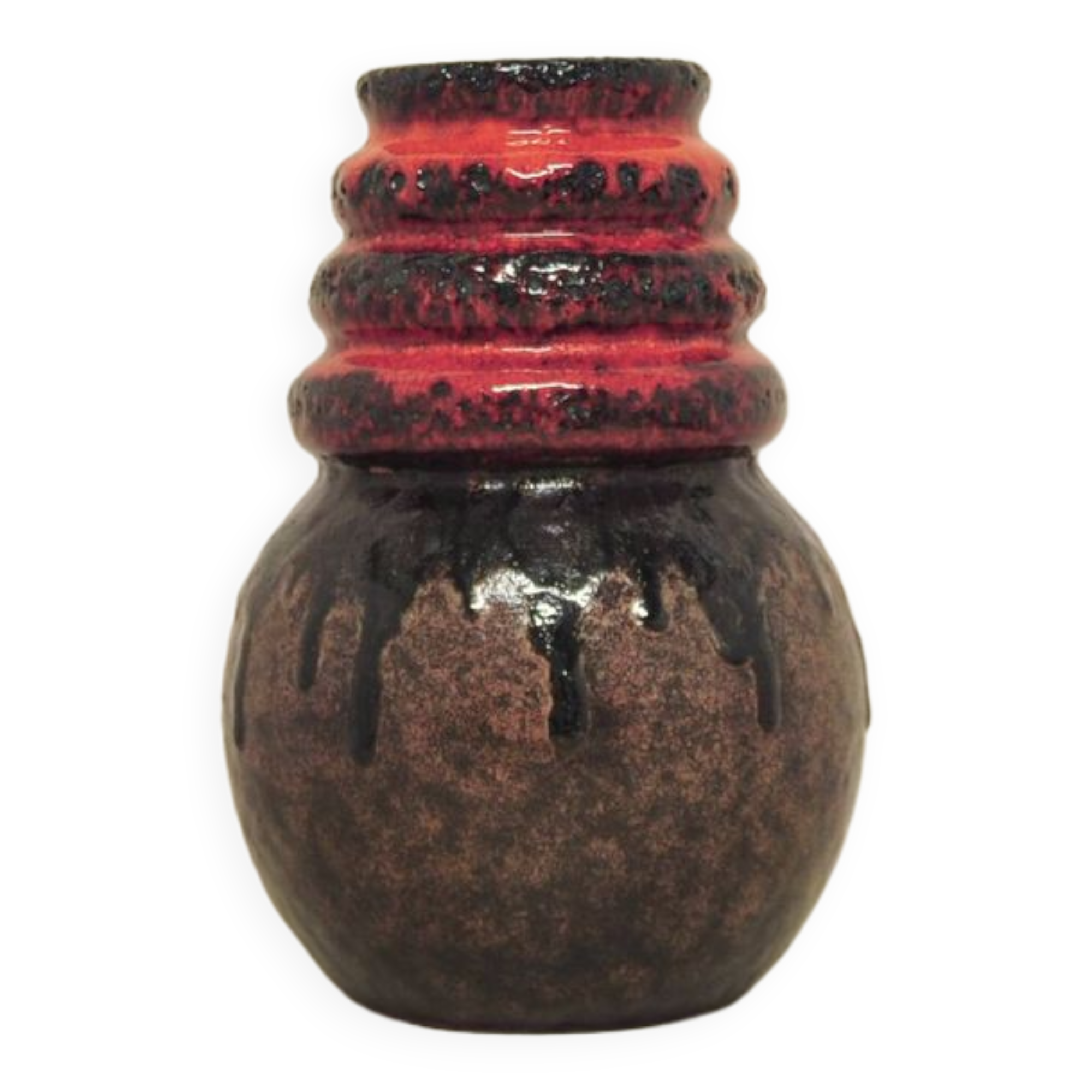 vintage red & brown Fatlava West Germany vase Scheurich