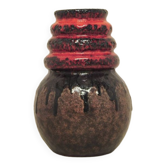 vase vintage rouge et marron Fatlava Allemagne de l'Ouest Scheurich