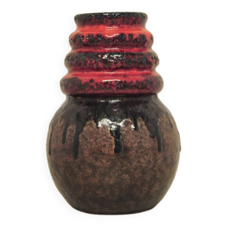 vintage red & brown Fatlava West Germany vase Scheurich