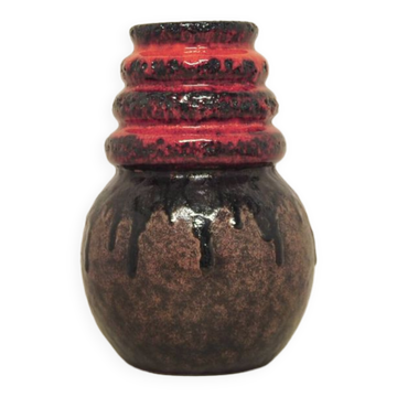 vase vintage rouge et marron Fatlava Allemagne de l'Ouest Scheurich